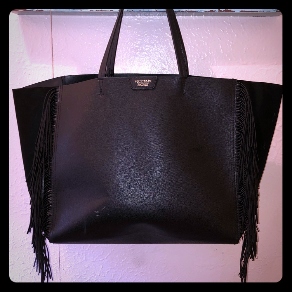 Victoria’s Secret black faux leather fringe bag